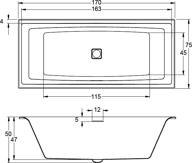Акриловая ванна  STILL SQUARE LED 170x75 R RIHO FALL