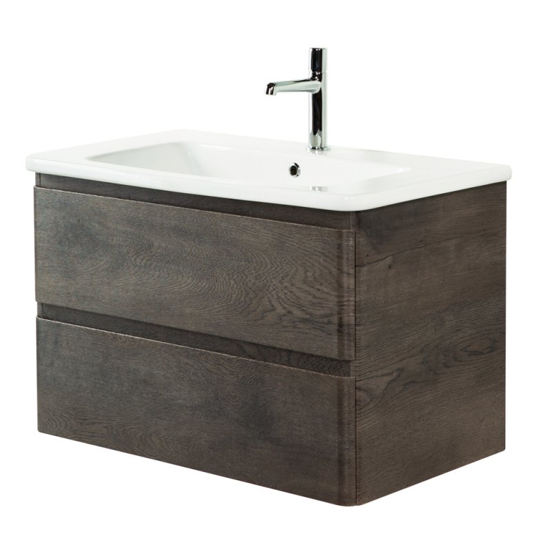 Тумба с раковиной подвесная  BelBagno ALBANO-CER 80 Rovere Nature Grigio, раковина белая