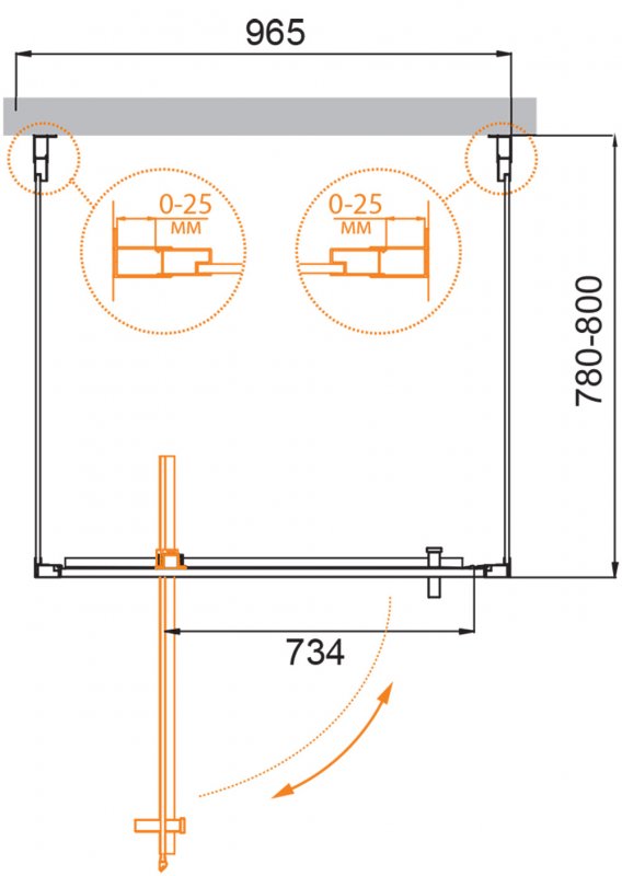 MOLVENO-BA2-90/90-C-Cr-IV Душевой уголок