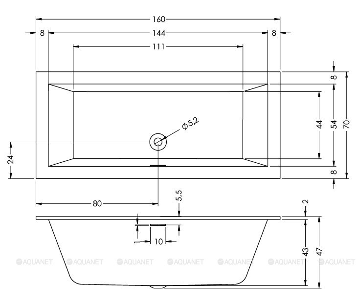 Акриловая ванна Riho Rething Cubic 160x70 R Plug & Play