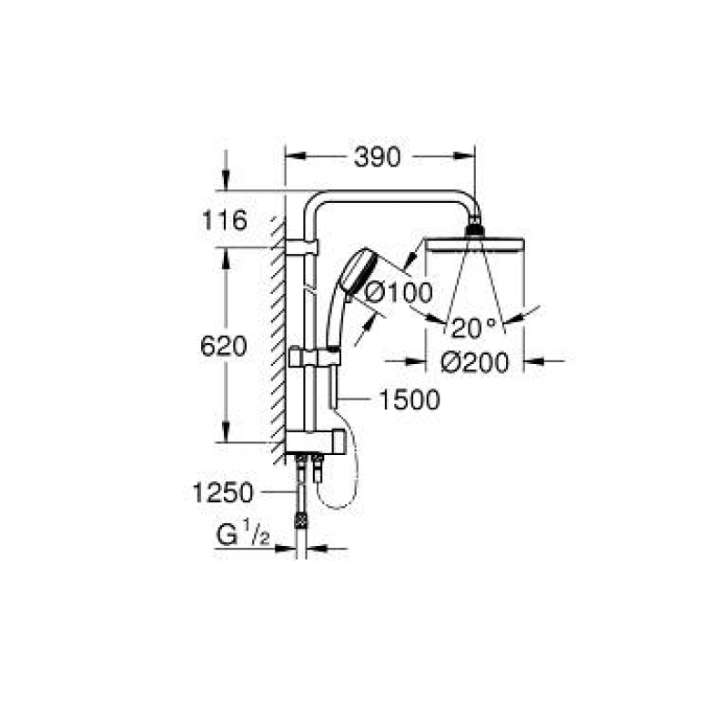 Душевая система Grohe Tempesta New Cosmopolitan 27394002 хром