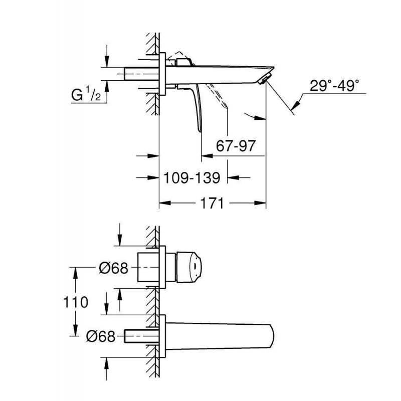 Смеситель для раковины Grohe Eurosmart 2021 S-size, 29337003