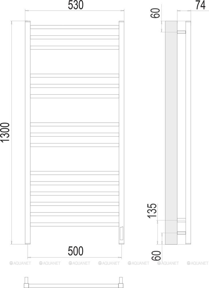 Полотенцесушитель Terminus Ватикан П15 500х1300 электро