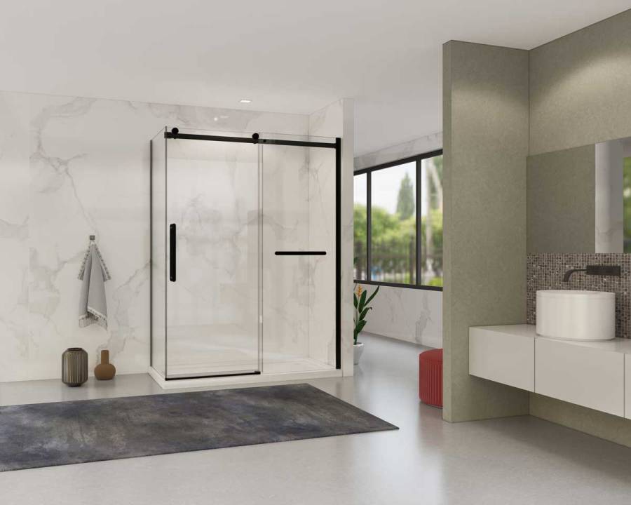Душевой уголок Como Soft VSR-1CS8015CLB, 1500*800, черный, стекло прозрачное