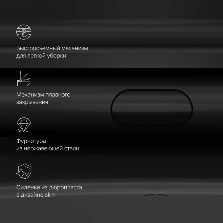 C8F1700MBSC Func подвесной унитаз 49 см FlashClean с сиденьем микролифт, черн мат