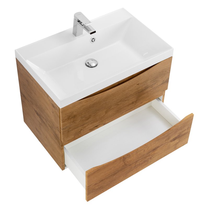 Тумба с раковиной подвесная BelBagno MARINO 70 Rovere Bianco, раковина белая