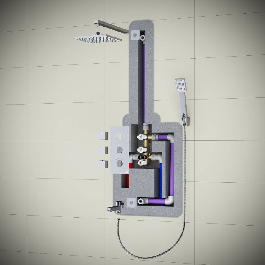 Душевая система Timo Tetra-Thermo SX-0179/17SM скрытого монтажа с термостатом, золото матовое