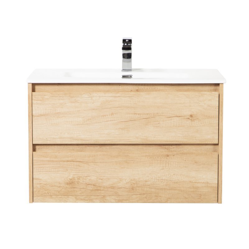 Тумба с раковиной подвесная BelBagno KRAFT 80 Cemento Grigio, раковина белая