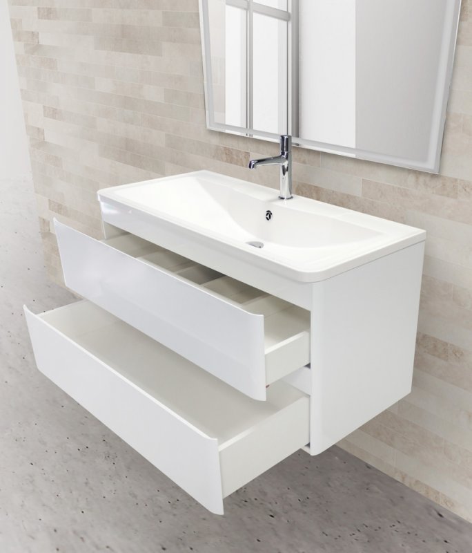 Тумба с раковиной подвесная BelBagno ALBANO 100 Rovere Vintage Bianco, раковина белая