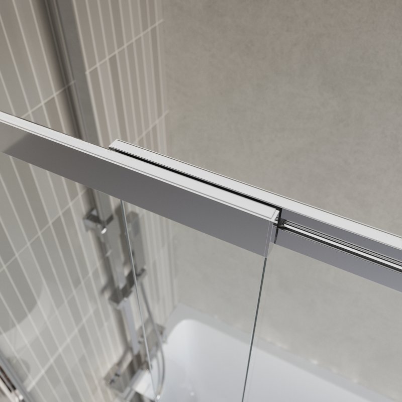 LUCE-VF-11-80/145-C-Cr Душевая шторка на ванну, Условный размер, мм:800x1450 Габариты с диапазоном регулировок, мм:800-815 