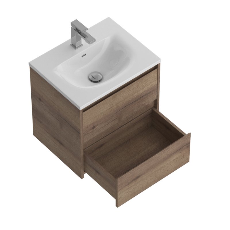 Тумба с раковиной подвесная BelBagno KRAFT 39-50 Rovere Tabacco, раковина белая