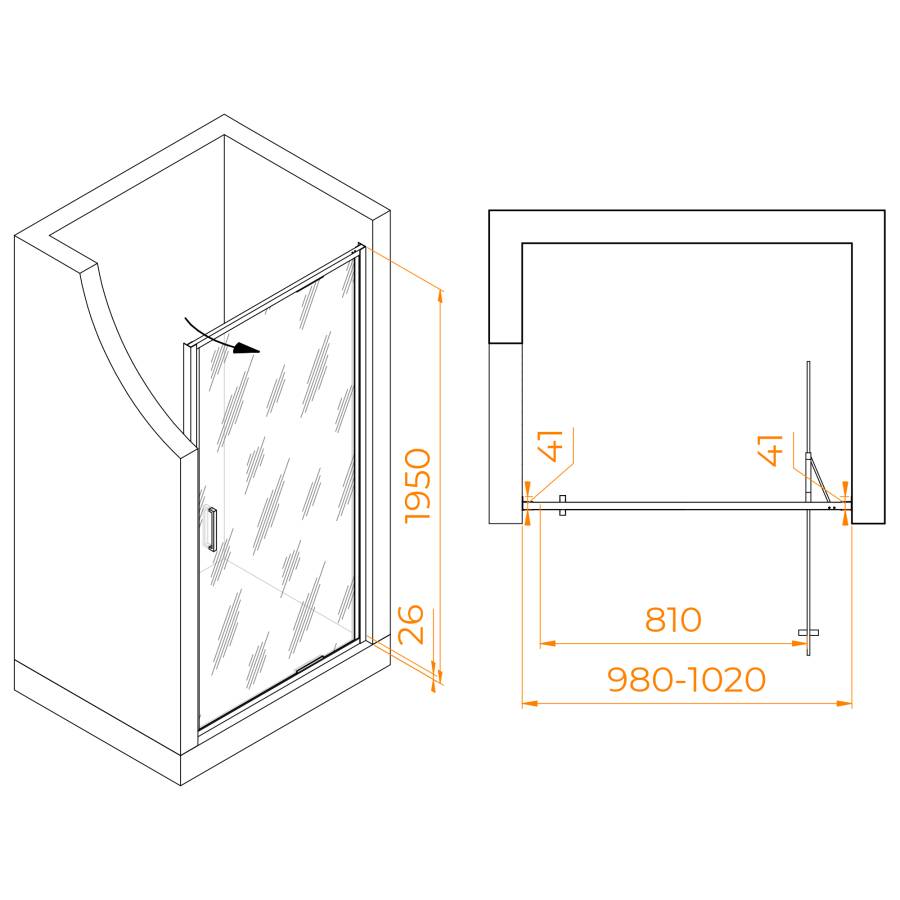 Душевая дверь 100*195 RGW SV-05-Gr Серый/Ribbed/8 мм (Easy)