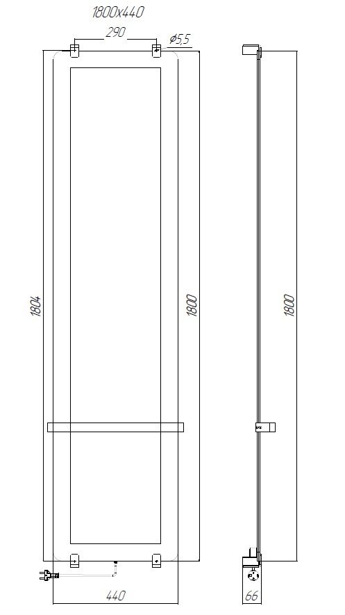 Полотенцесушитель электрический Allen Brau Infinity 180x44 с рейлингом и креплением, медь браш