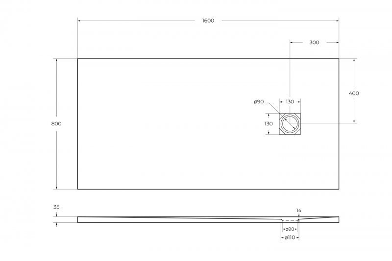 TRAY-MR-UNO-AH-180/80-35-W-CR Поддон из искусственного мрамора в комплекте с сифоном с декоративной накладкой (хром)