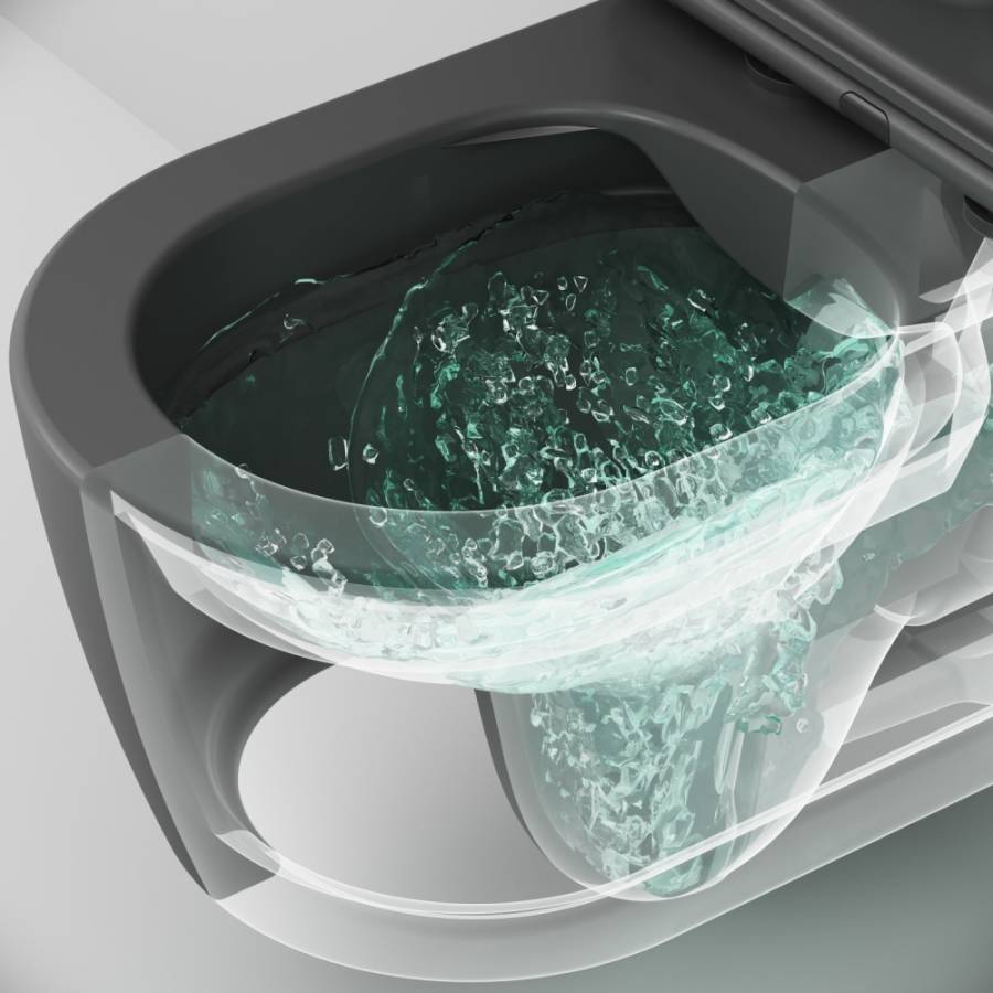 C8F1700MBSC Func подвесной унитаз 49 см FlashClean с сиденьем микролифт, черн мат