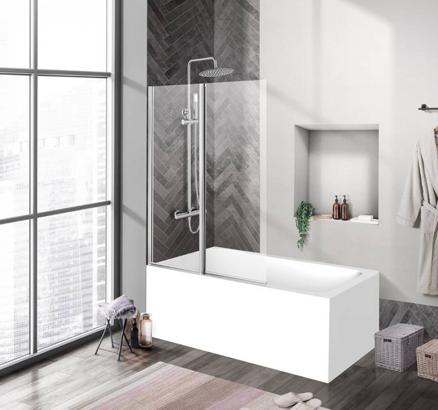 Душевая шторка на ванну BelBagno UNO-V-2-90/150-C-Cr