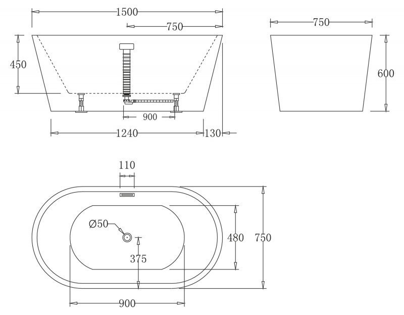 Ванна акриловая отдельностоящая BelBagno BB71-BIANCO