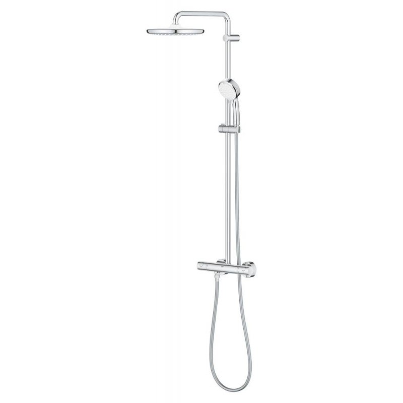 Душевая система поворотная с термостатом Grohe Tempesta Cosmopolitan 250, хром / белый (26670000)