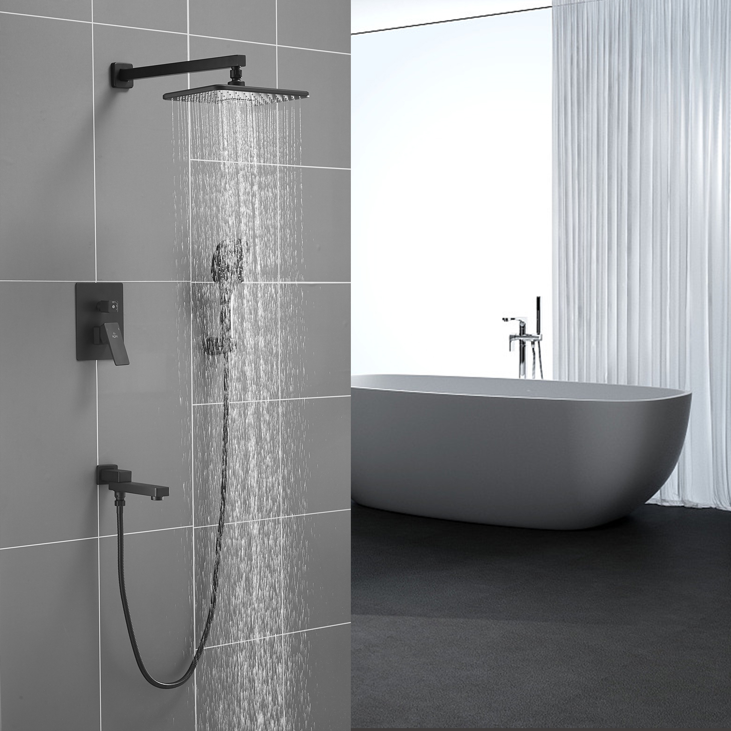 Душевая система встраиваемая Rose R2835H, черный