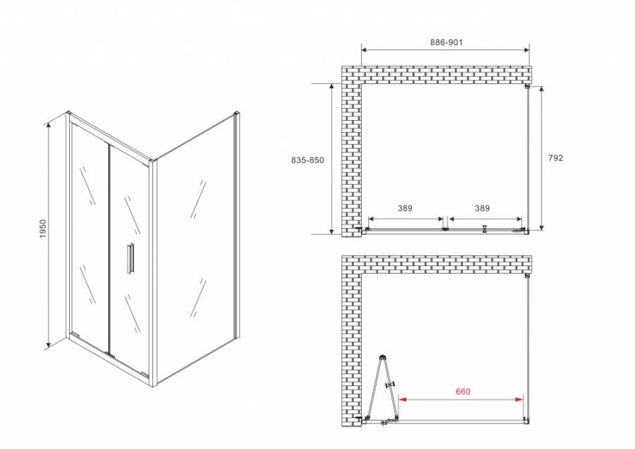 Душевой уголок ABBER Sonnenstrand AG07090B-S85B