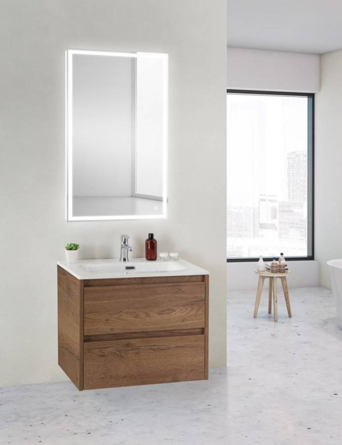 Тумба с раковиной подвесная BelBagno KRAFT 39 60 Cemento Grigio, раковина белая