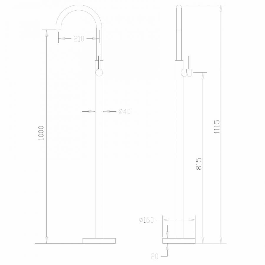 Смеситель ABBER Wasser Kreis AF8141NG напольный для раковины, никель