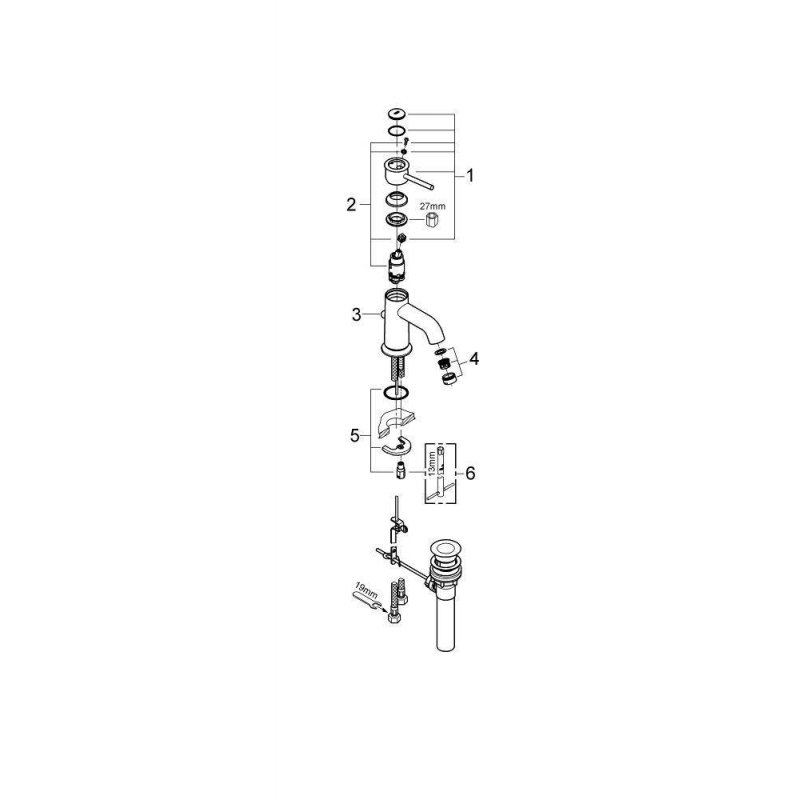 Смеситель для раковины Grohe BauClassic 23161000 хром
