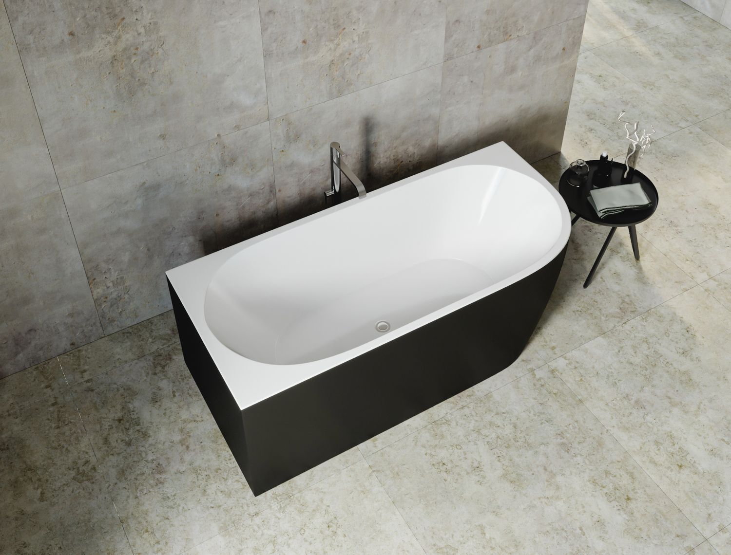 Акриловая ванна Aquanet Family Elegant B 180x80 3806N Gloss Finish (панель Black matte)