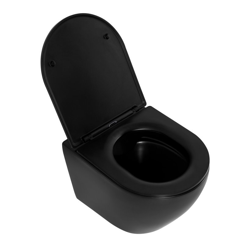 COLORATO Унитаз подвесной безободковый с креплением, чёрный матовый, BB062CHR-MB