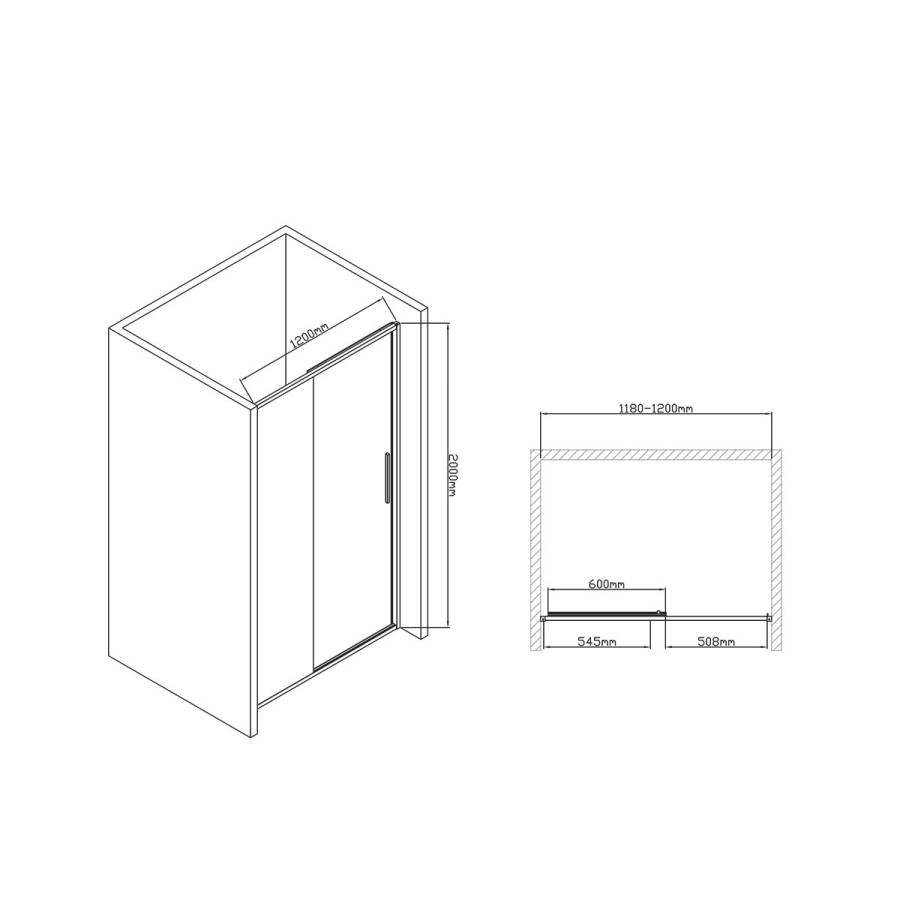 Душевая дверь Slim-U VDS-2SU120CL, 1200, хром, стекло прозрачное