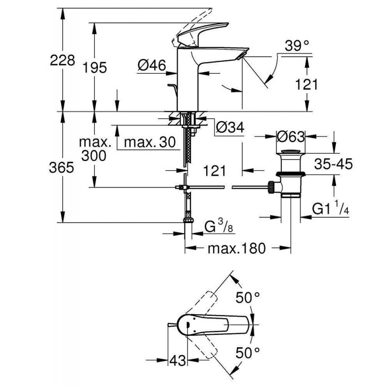 Смеситель для раковины Grohe Eurosmart 2021 M-size, 23322003