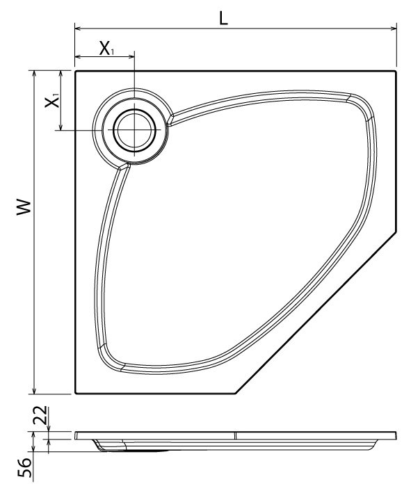 Поддон из искусственного мрамора CEZARES TRAY-S-P-90-56-W