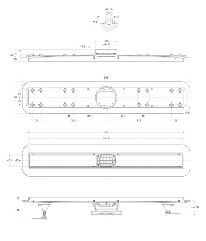 BB-LD-LUCE-60-CR Душевой лоток BELBAGNO LUCE 60 см Исполнение: Хром матовый 