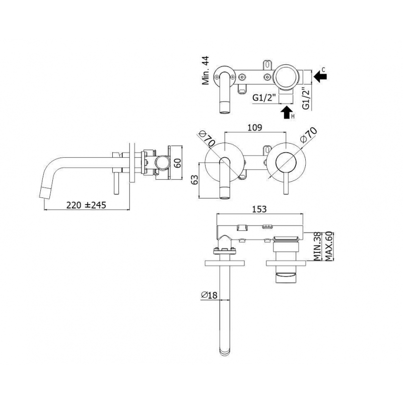 Смеситель Paffoni Light LIG103HGSP70 для раковины
