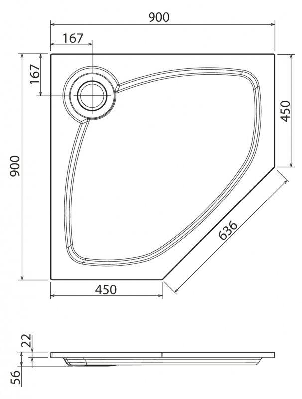 Поддон из искусственного мрамора CEZARES TRAY-S-P-90-56-W