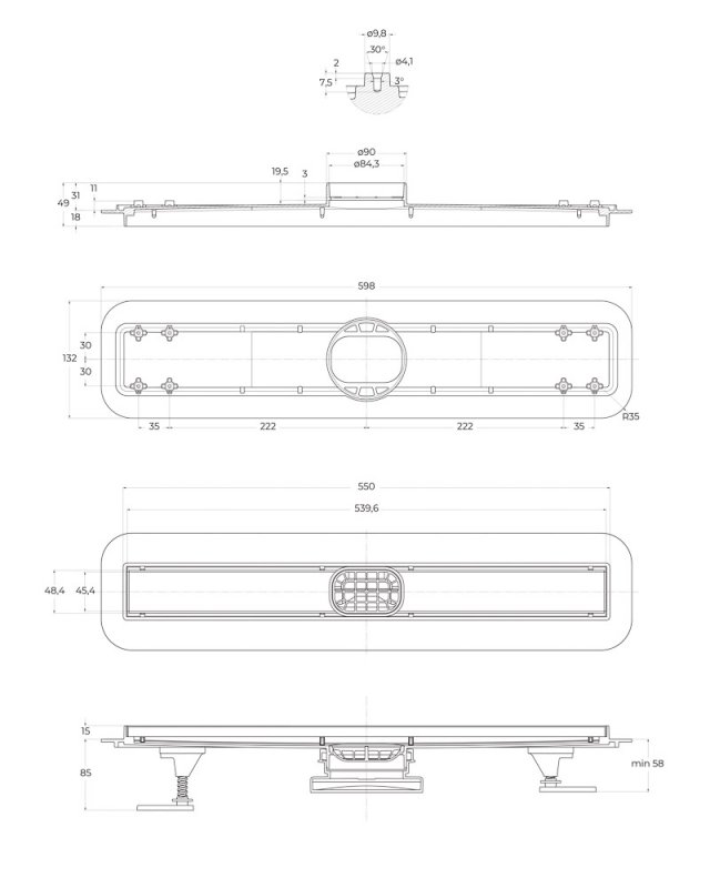 BB-LD-LUCE-60-CR Душевой лоток BELBAGNO LUCE 60 см Исполнение: Хром матовый 