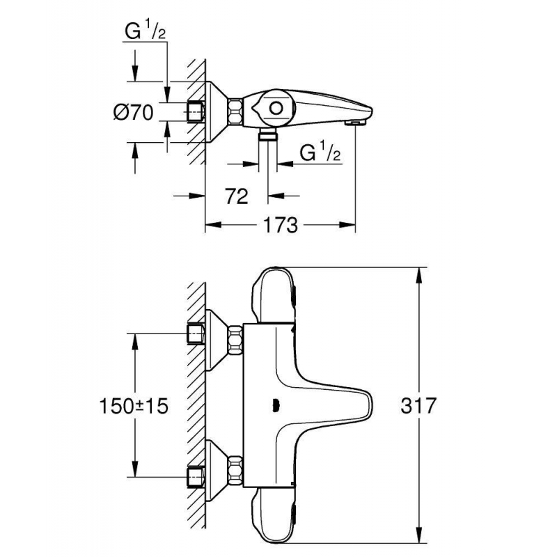 Термостат для ванны, GROHE Grohtherm 1000, хром (34155003)
