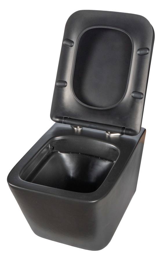 Унитаз подвесной безободковый Creto Logan L2 1002-002-L2BLMAT с крышкой-сиденьем микролифт, черный матовый