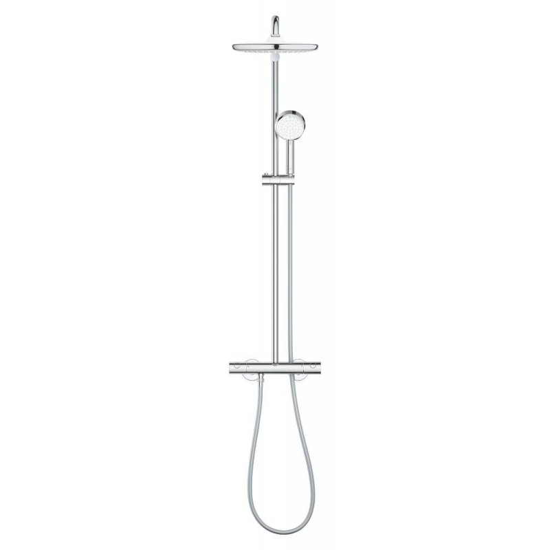 Душевая система поворотная с термостатом Grohe Tempesta Cosmopolitan 250, хром / белый (26670000)