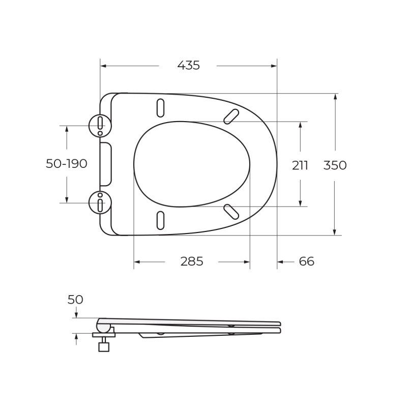LOUNGE Чаша безободкового унитаза с сиденьем дюропласт soft close, P-trap, BB045CPR/SC