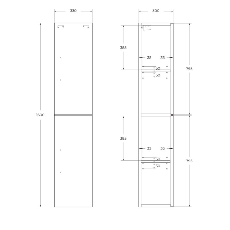 Шкаф подвесной BelBagno AURORA-1600-2A-SC-BL-P-R Bianco Lucido, правосторонний