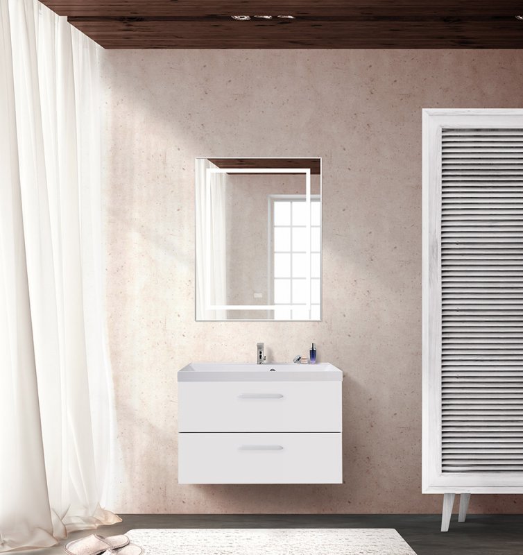 Тумба с раковиной подвесная  BelBagno AURORA 80 Bianco Lucido, раковина белая