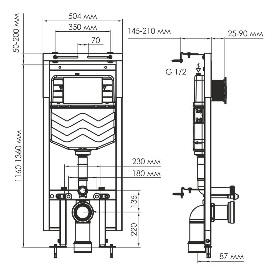 Dinkel 58TLT.010.ME.RG03 Система инсталляции для унитазов