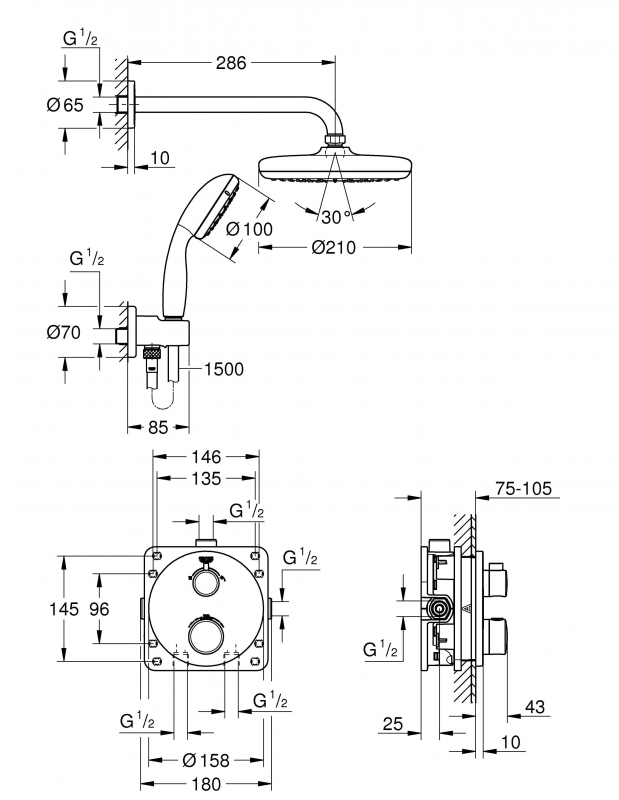 Душевой комплект Grohe Grohtherm 34727000