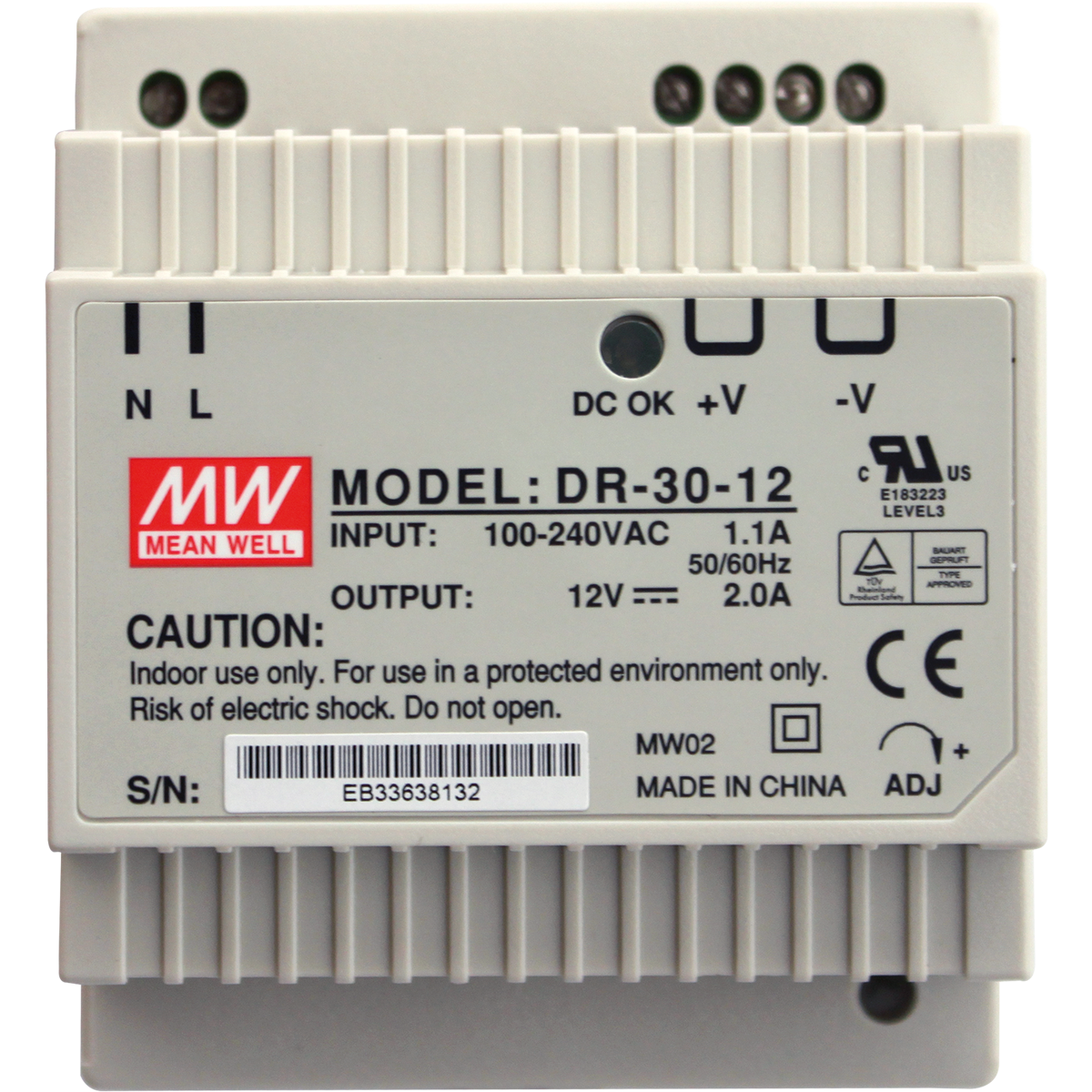 Блок питания 230V AC/12V DC/30W, IP20