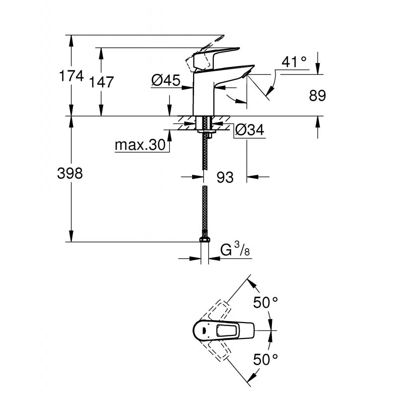 Смеситель для раковины корпус маленький Grohe BauLoop New, хром (23337001)