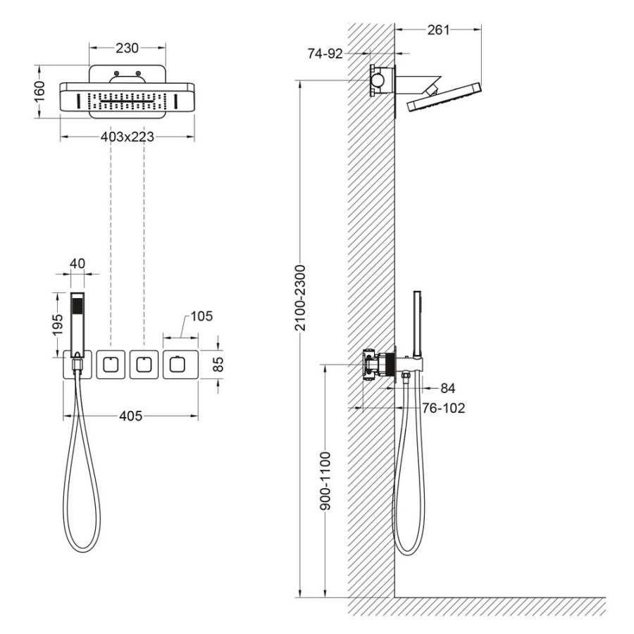 Душевая система Timo Petruma SX-5249/00SM скрытого монтажа, термостат, хром