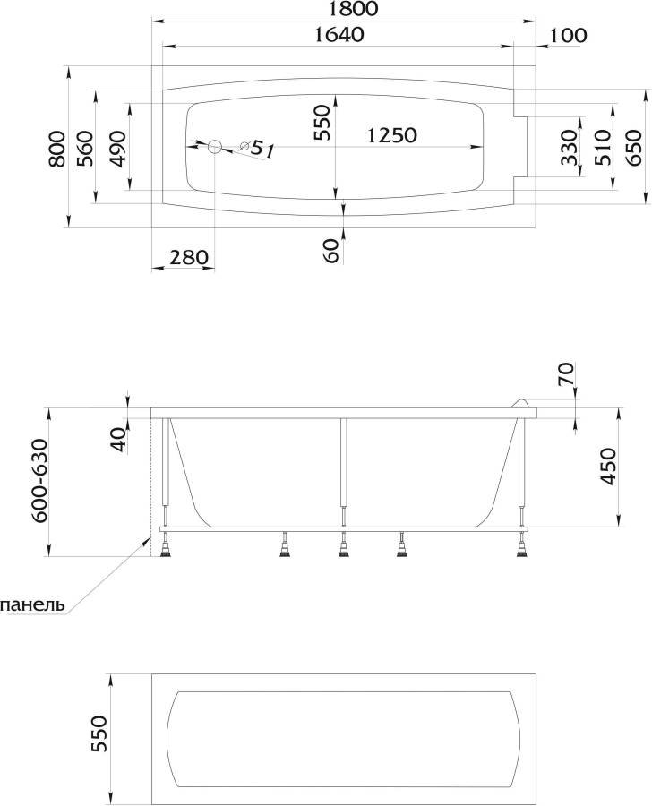 Акриловая ванна Creto Elite 180х80 см 11-18080
