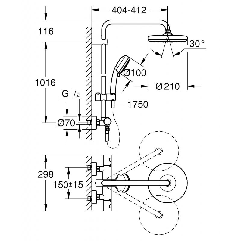 Душевая система Grohe Tempesta 27922001 хром