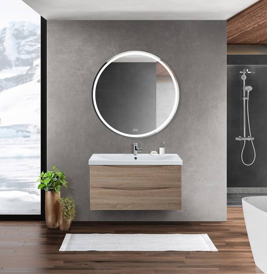 Тумба с раковиной подвесная BelBagno MARINO-CER 100 Nero Lucido, раковина белая